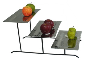 FF 015 L SET Stainless ที่วางจานแก้ว 3 ชั้น ขนาดใหญ่พร้อมจาน