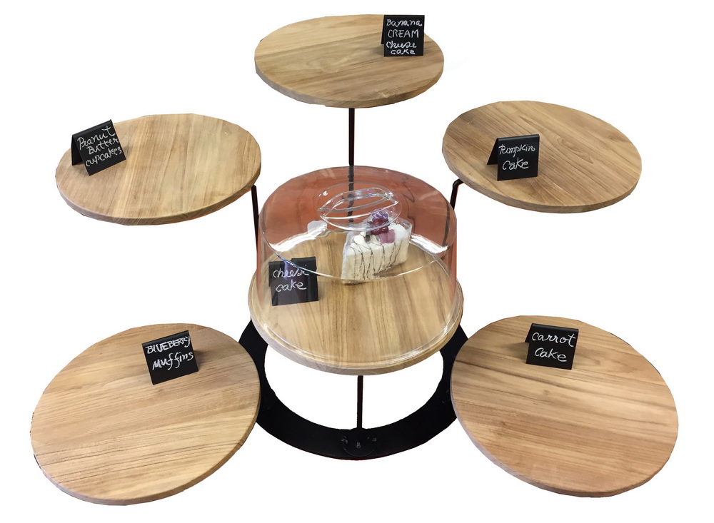 FF 050-6 TW Set Bakery Display Stand with 6 Teak Wood